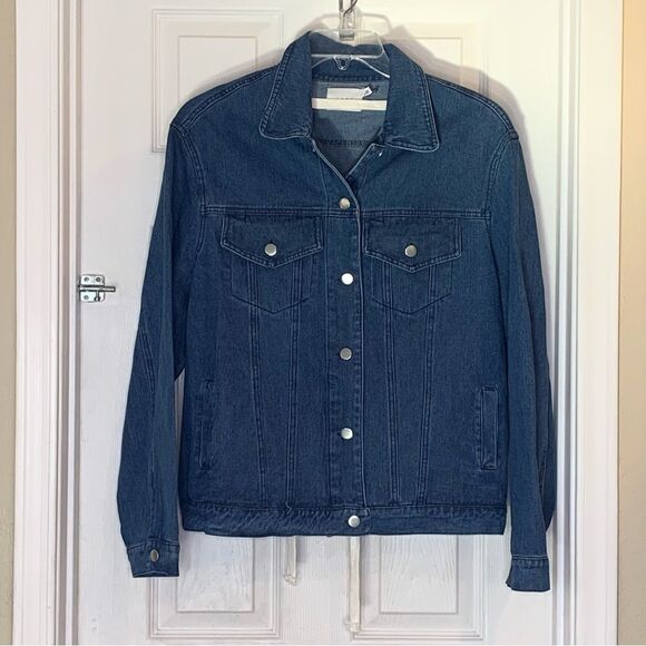 Lush back lace up denim jacket Size Large - Picture 8 of 9